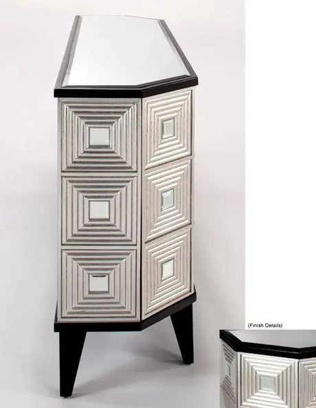 Black Espresso & Silver Leaf Credenza Cabinet With Optional Wall Mirror 1980-S | Artmax