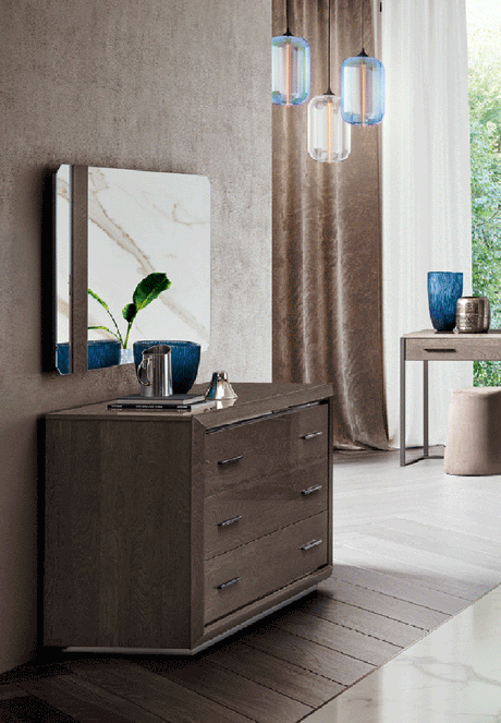 Esf Furniture - Elite Camel Single Dresser With Mirror In Silver Birch - Elitesdresser-Mr
