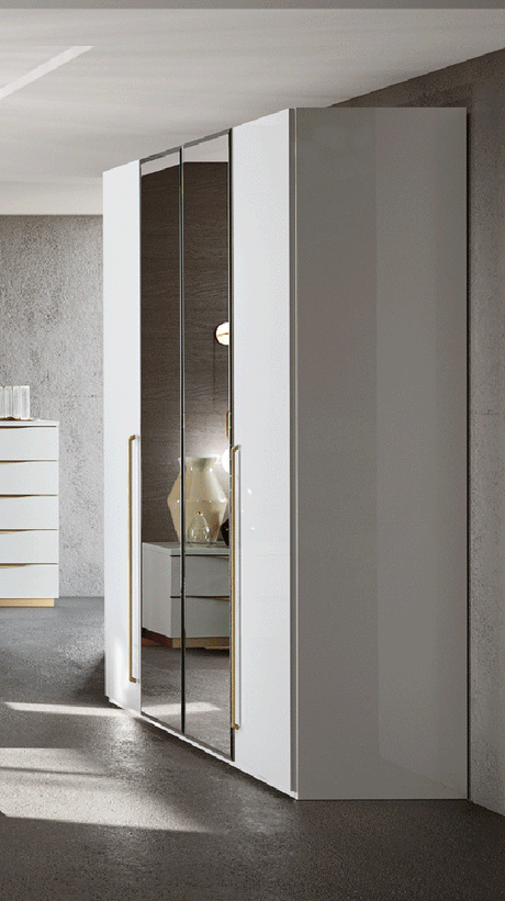 ESF Furniture - Kharma 4 Door Wardrobe in White Glossy - KHARMA4DOORWD