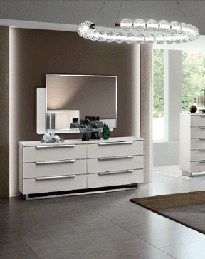 Kimera Double Dresser With Mirror In White Glossy - Kimeraddr-Mr | ESF