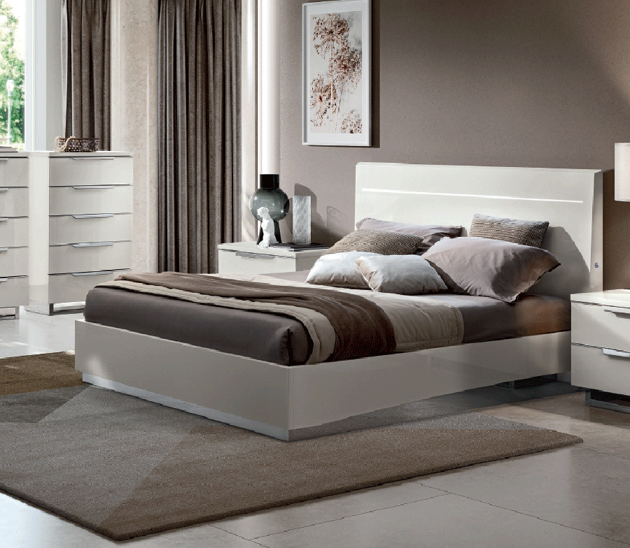Esf Furniture - Kimera 3 Piece Queen Size Bedroom Set In White Glossy - Kimeraqs-3Set