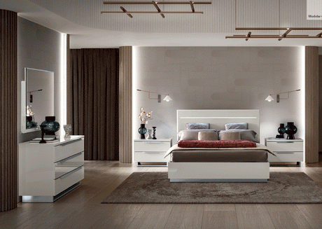 Esf Furniture - Kimera 5 Piece King Size Storage Bedroom Set In White Glossy - Kimerastorageks-5Set