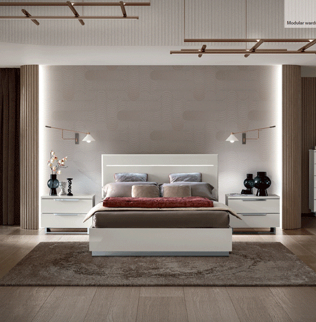 Esf Furniture - Kimera 3 Piece King Size Storage Bedroom Set In White Glossy - Kimerastorageks-3Set