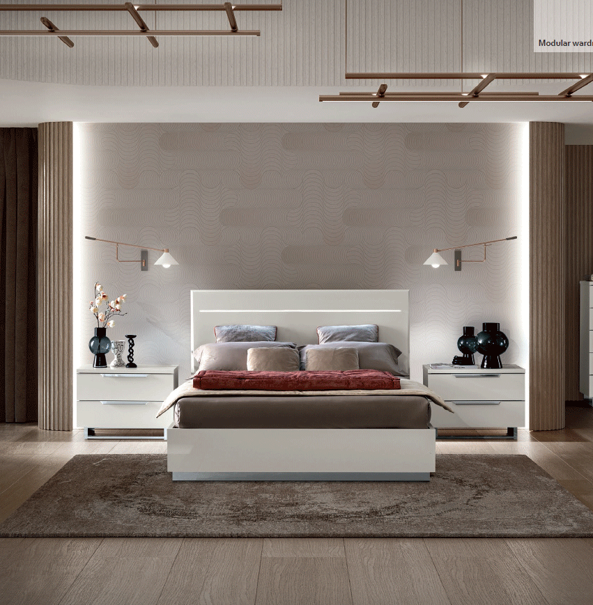 Esf Furniture - Kimera 3 Piece Queen Size Bedroom Set In White Glossy - Kimeraqs-3Set
