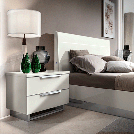 Kimera 5 Piece King Size Bedroom Set In White Glossy - Kimeraks-5Set | ESF