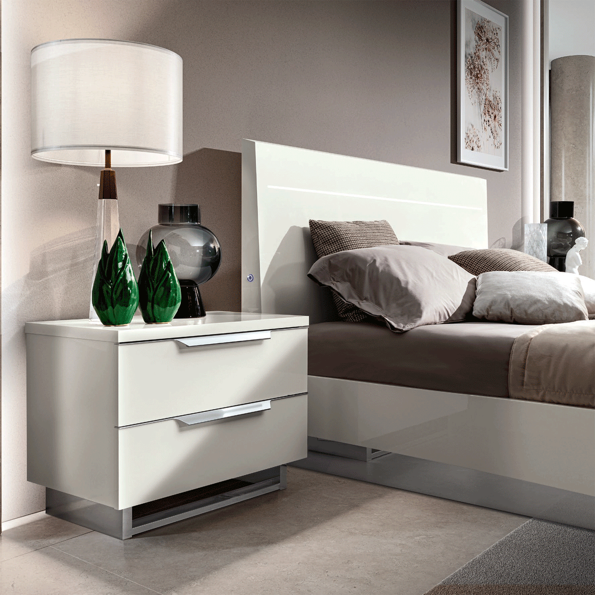 Esf Furniture - Kimera 3 Piece Queen Size Storage Bedroom Set In White Glossy - Kimerastorageqs-3Set