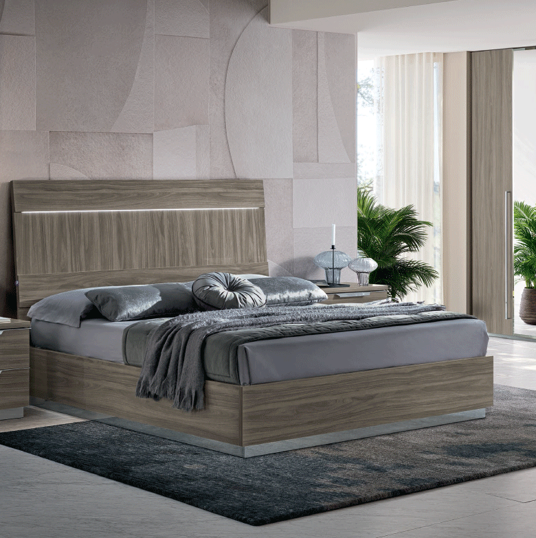 Esf Furniture - Kroma King Size Bed In Grey - Kromaks