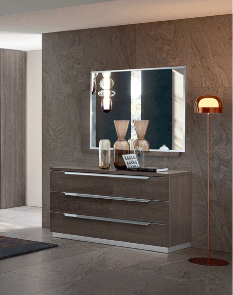 Esf Furniture - Kroma Single Dresser With Mirror In Grey - Kromasdresser-Mr