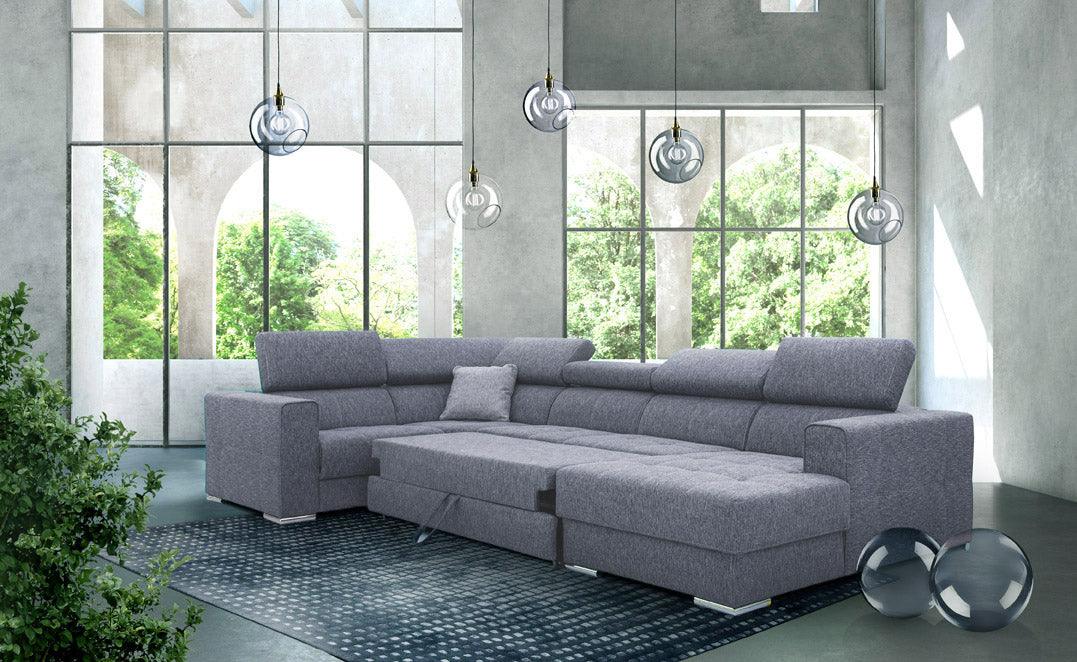 Esf Furniture - Quartz Sectional Right W/Electric Recliner And Bed - Quartz Sectional