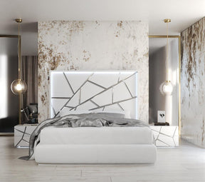 Franco Spain Gio 3 Piece Queen Bedroom Set In White - Gioqsbed-3Set | ESF