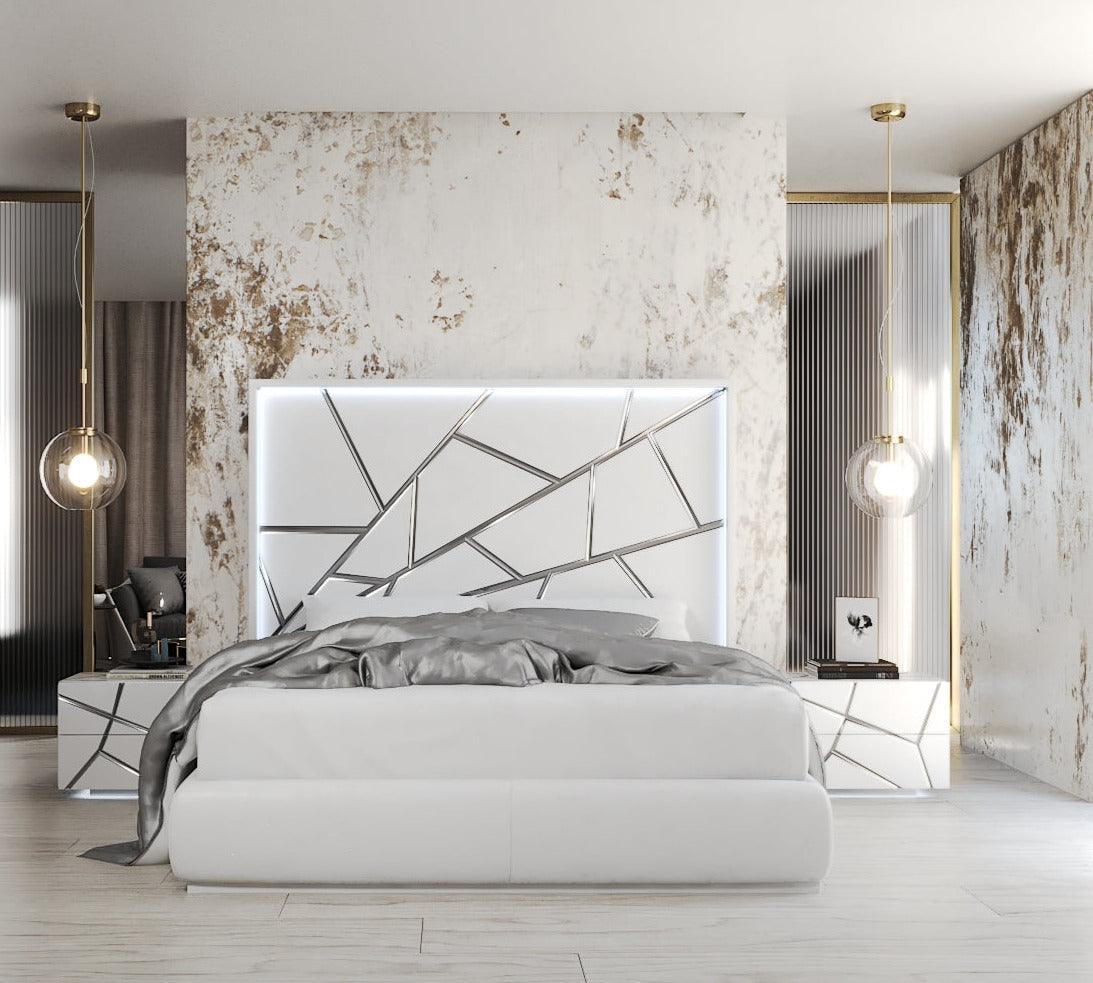 Esf Furniture - Franco Spain Gio 3 Piece Eastern King Size Bedroom Set In White - Gioksbed-3Set