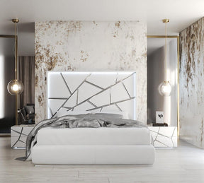 Franco Spain Gio 3 Piece Eastern King Size Bedroom Set In White - Gioksbed-3Set | ESF