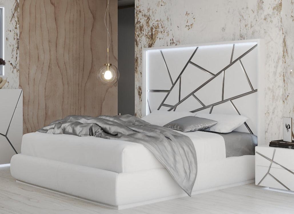 Esf Furniture - Franco Spain Gio 5 Piece Eastern King Size Bedroom Set In White - Gioksbed-5Set