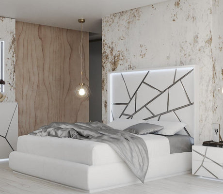 Franco Spain Gio 3 Piece Eastern King Size Bedroom Set In White - Gioksbed-3Set | ESF