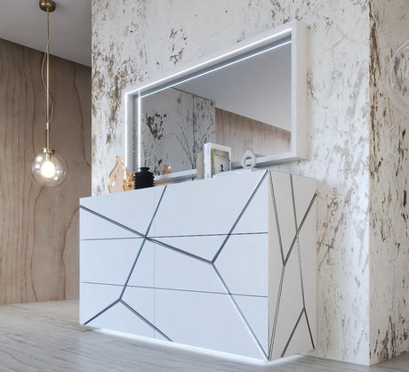 Esf Furniture - Franco Spain Gio 6 Drawers Double Dresser With Mirror In White - Gioddresser-M