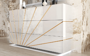 Oro Double Dresser (6 Drawers) in White High Gloss – Modern Bedroom Storage by ESF Furniture