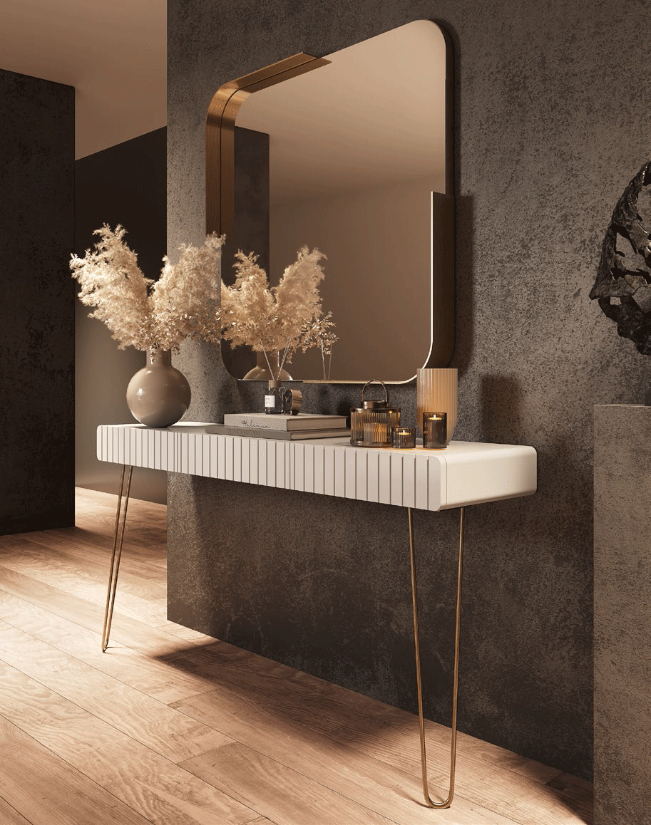 Esf Furniture - Mx38 Console Table 120 With Mirror 60 - Mx3842301-Mx21010