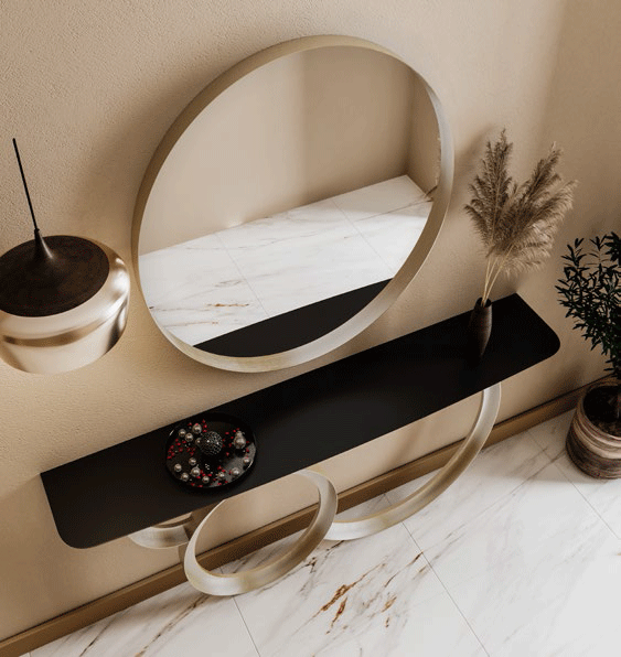 Esf Furniture - Mx86 Console Table 150 With Mirror 60 - Mx8642338-Mx58531