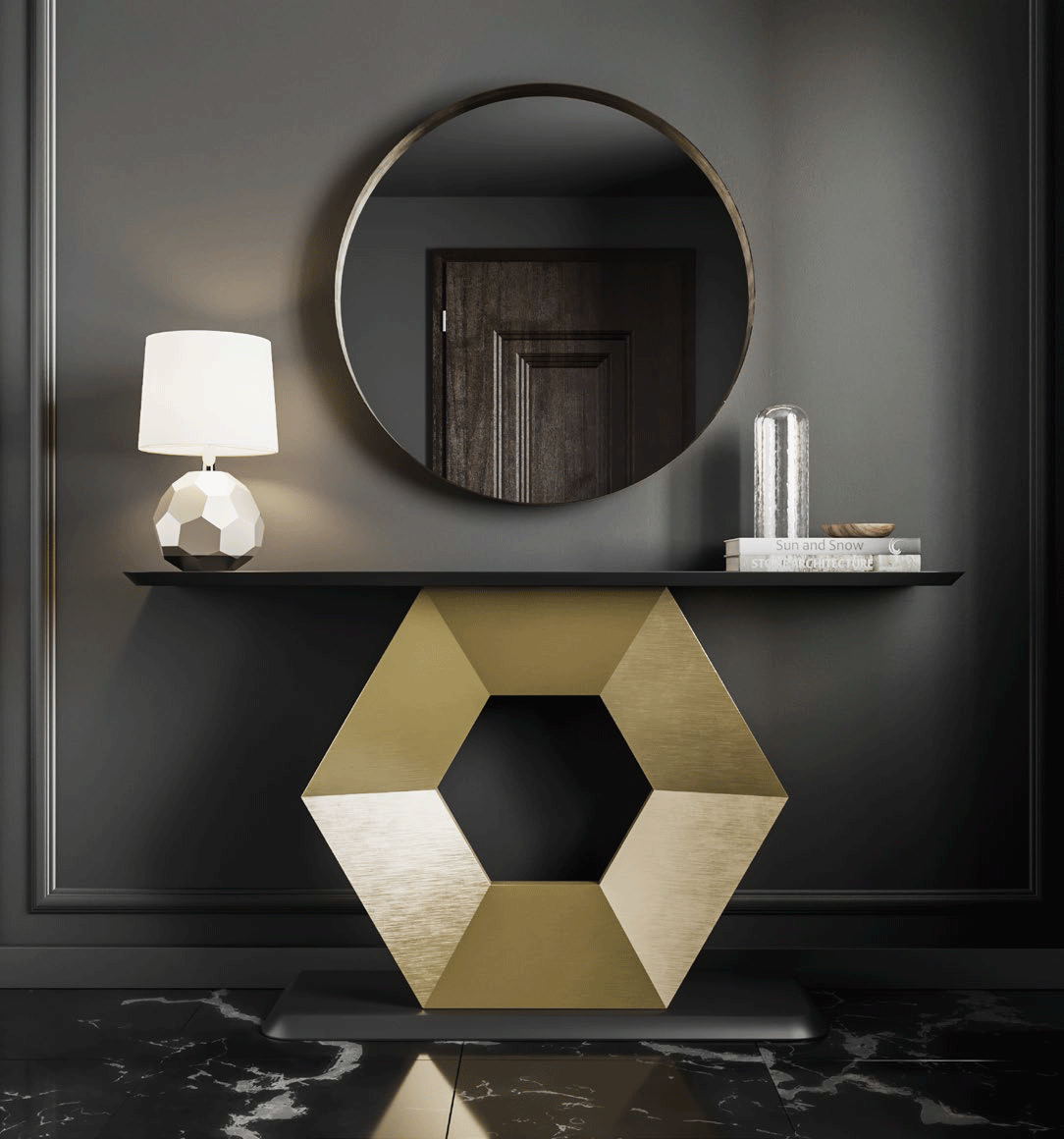 Esf Furniture - Mx90 Console Table 100 With Mirror 60 - Mx9042347-Mx58531