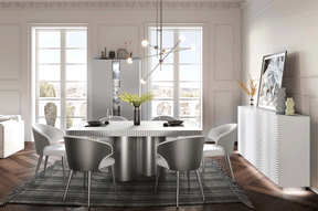 Wave 7 Piece Dining Table Set In White Matt - Wave-White-7Set | ESF