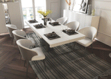 Esf Furniture - Wave 8 Piece Dining Room Set In White Matt - Wave-White-8Set