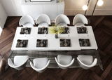Esf Furniture - Wave 11 Piece Dining Room Set In White Matt - Wave-White-11Set