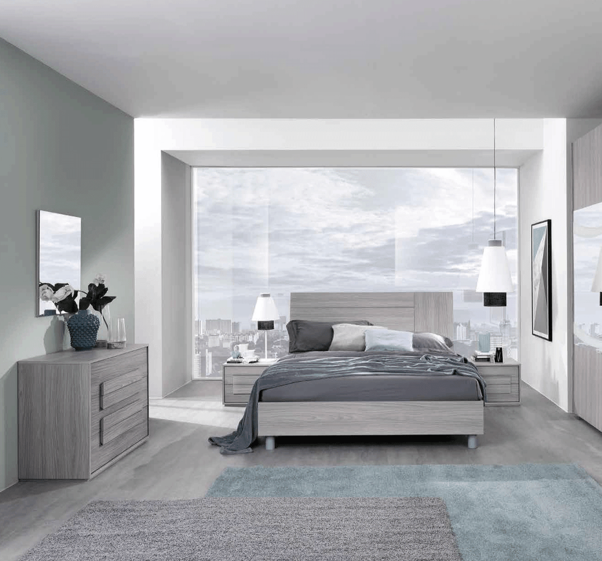 Esf Furniture - Linosa 5 Piece Queen Bedroom Set In Grey Reina - Linosaqs-5Set