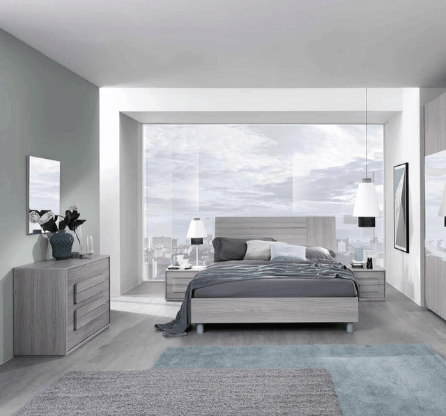 Esf Furniture - Linosa 5 Piece Queen Bedroom Set In Grey Reina - Linosaqs-5Set
