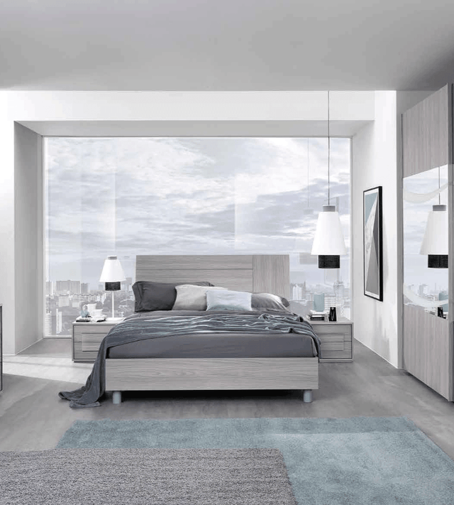 Esf Furniture - Linosa 5 Piece King Bedroom Set In Grey Reina - Linosaks-5Set