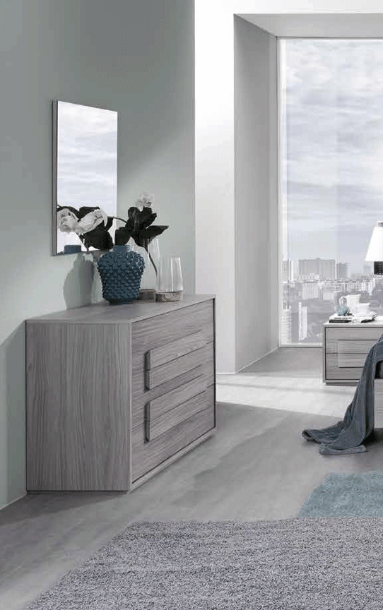 Esf Furniture - Linosa Single Dresser With Mirror In Grey Reina - Linosasingledresser-M