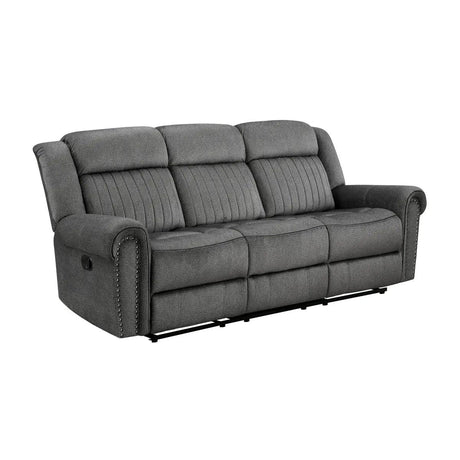 Brennen Double Reclining Sofa in Charcoal by Homelegance Homelegance Furniture