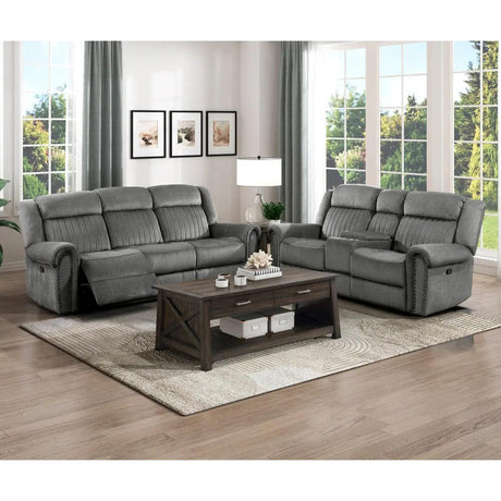 Brennen Double Reclining Sofa in Charcoal by Homelegance Homelegance Furniture