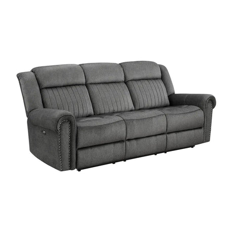 Brennen Double Reclining Sofa in Charcoal by Homelegance Homelegance Furniture