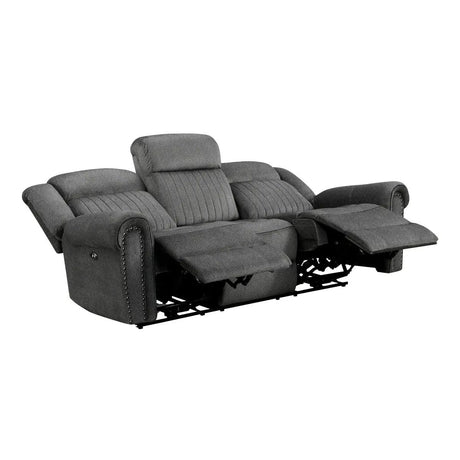 Brennen Double Reclining Sofa in Charcoal by Homelegance Homelegance Furniture