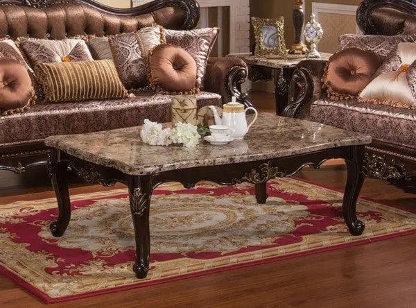 Britney Traditional Sofa & Loveseat Cherry Wood Finish - Cosmos