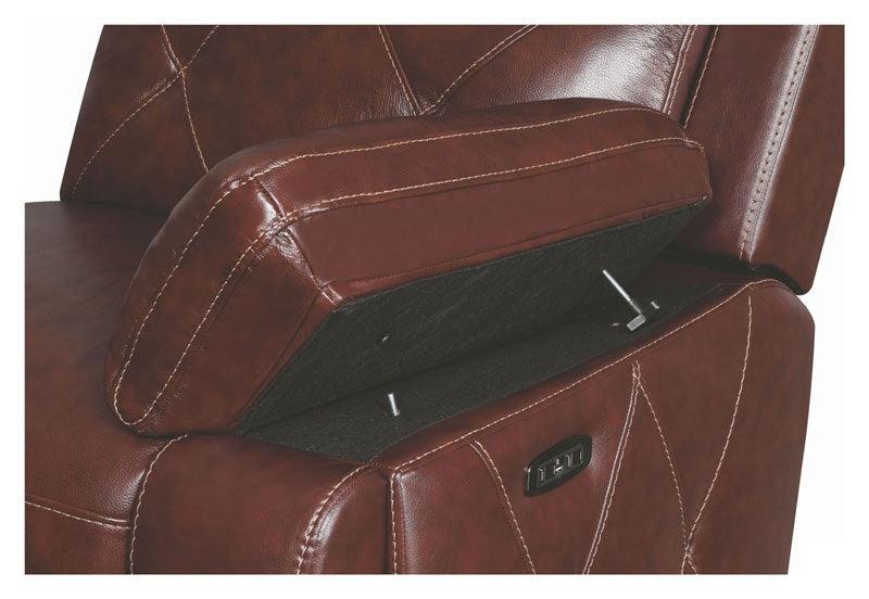 Brown Leather Power Reclining Sectional Chester 603440PP Coaster Detail | Home Elegance USA