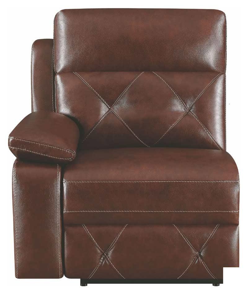 Brown Leather Power Reclining Sectional Chester 603440PP Coaster detail view | Home Elegance USA