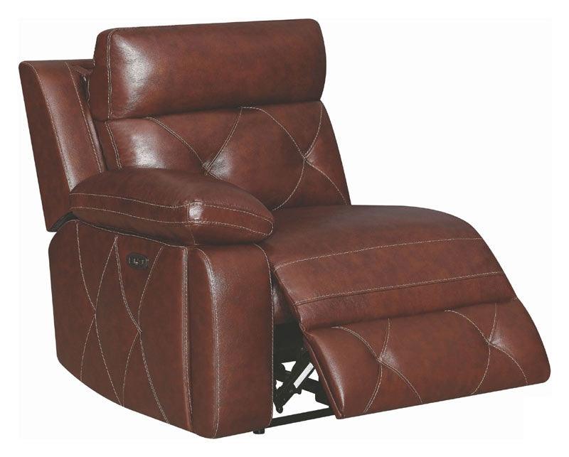 Brown Leather Power Reclining Sectional Chester 603440PP left item Coaster | Home Elegance USA