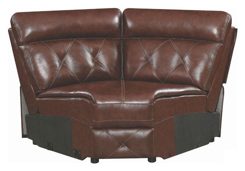 Brown Leather Power Reclining Sectional Chester 603440PP wedge Coaster | Home Elegance USA