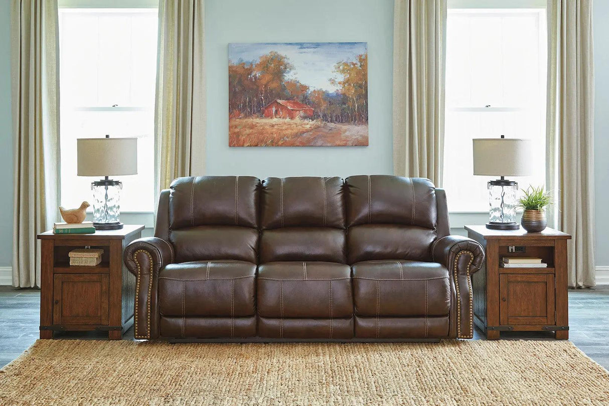 Buncrana Traditional Dual Power Reclining Sofa in Chocolate by Ashley Furniture Ashley Furniture