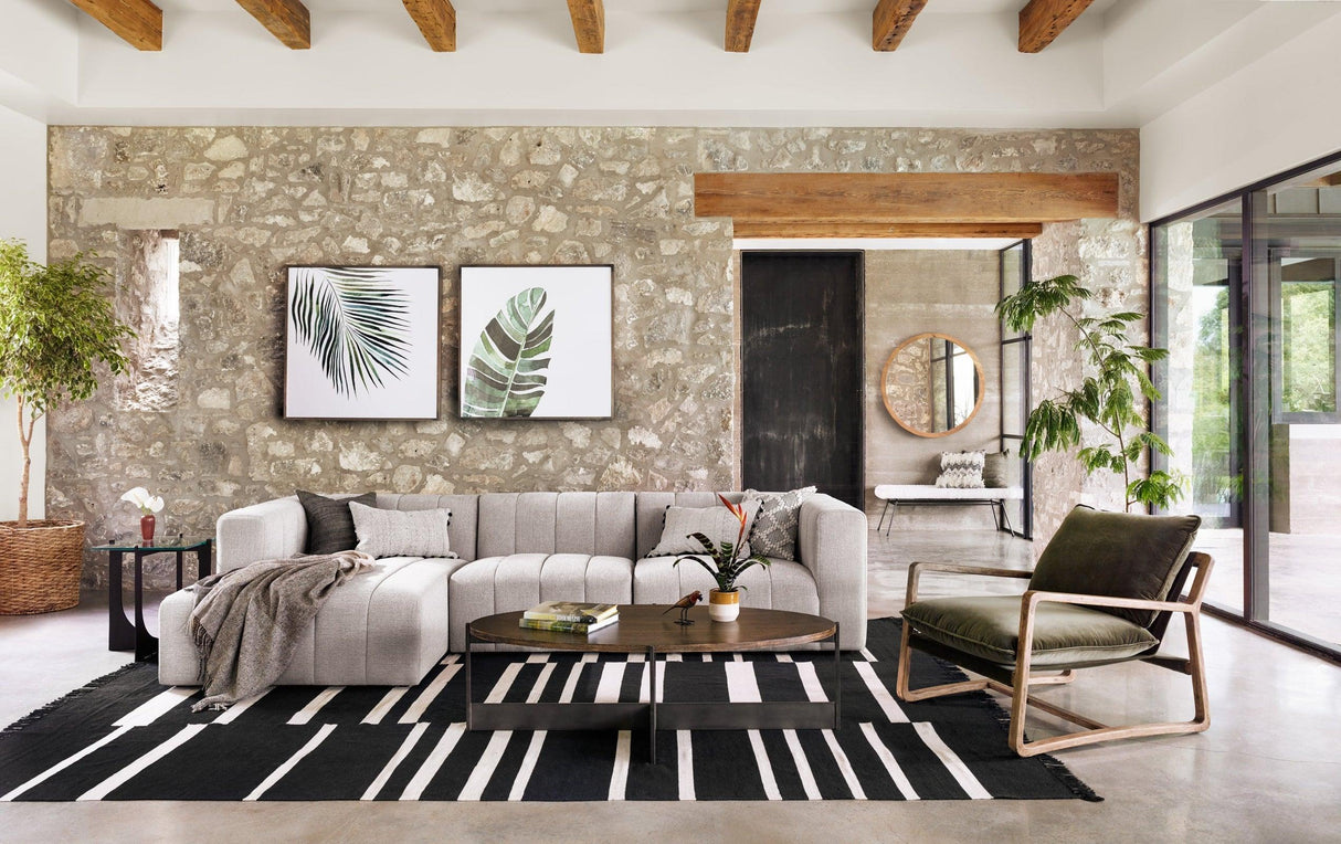 Four Hands Langham Channeled 3 Pc Sectional With Ottoman