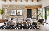 Four Hands Langham Channeled 3 Pc Sectional With Ottoman