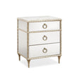 Fontainebleau Three Drawer Nightstand | Caracole Compositions – Mirrored Panels, Carrara White Marble Top