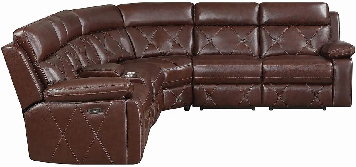Chester 6-Piece Reclining Seat and Power Headrest Chocolate Sectional by Coaster Home Furnishings Coaster Furniture