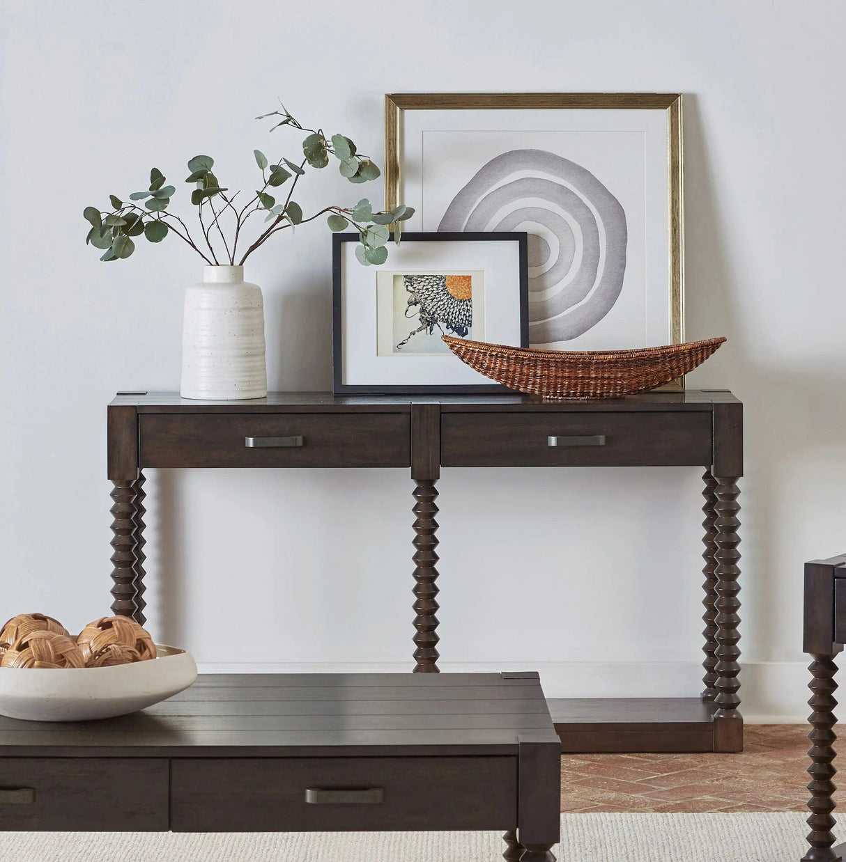 Christine 2-Drawer Sofa Table In Coffee Bean By Coaster Furniture - Home Elegance USA
