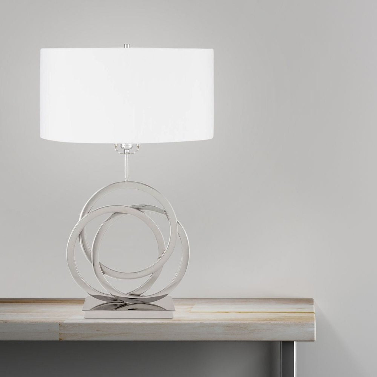 Chrome Circles Table Lamp // 1 Light // USB Charger - Home Elegance USA