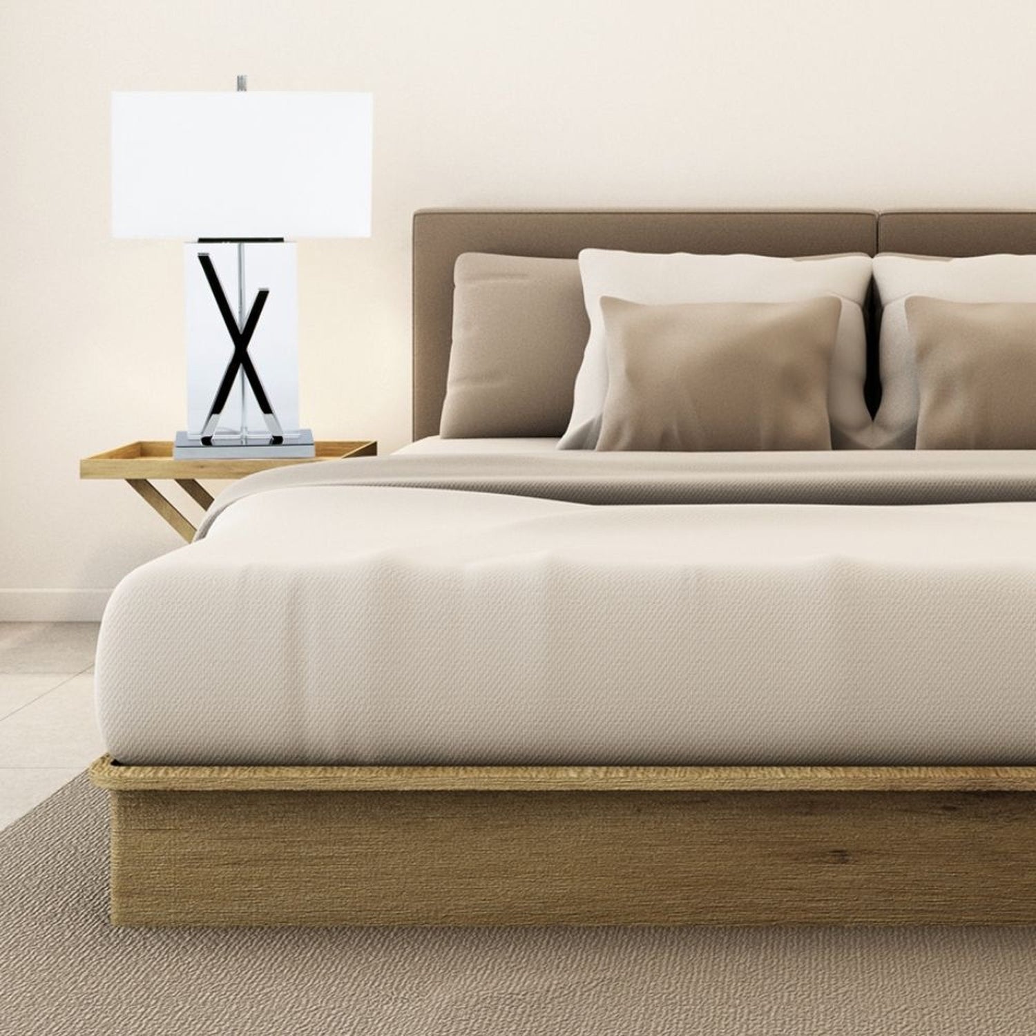 Chrome and Crystal X Table Lamp // 1 Light // USB Charger - Home Elegance USA