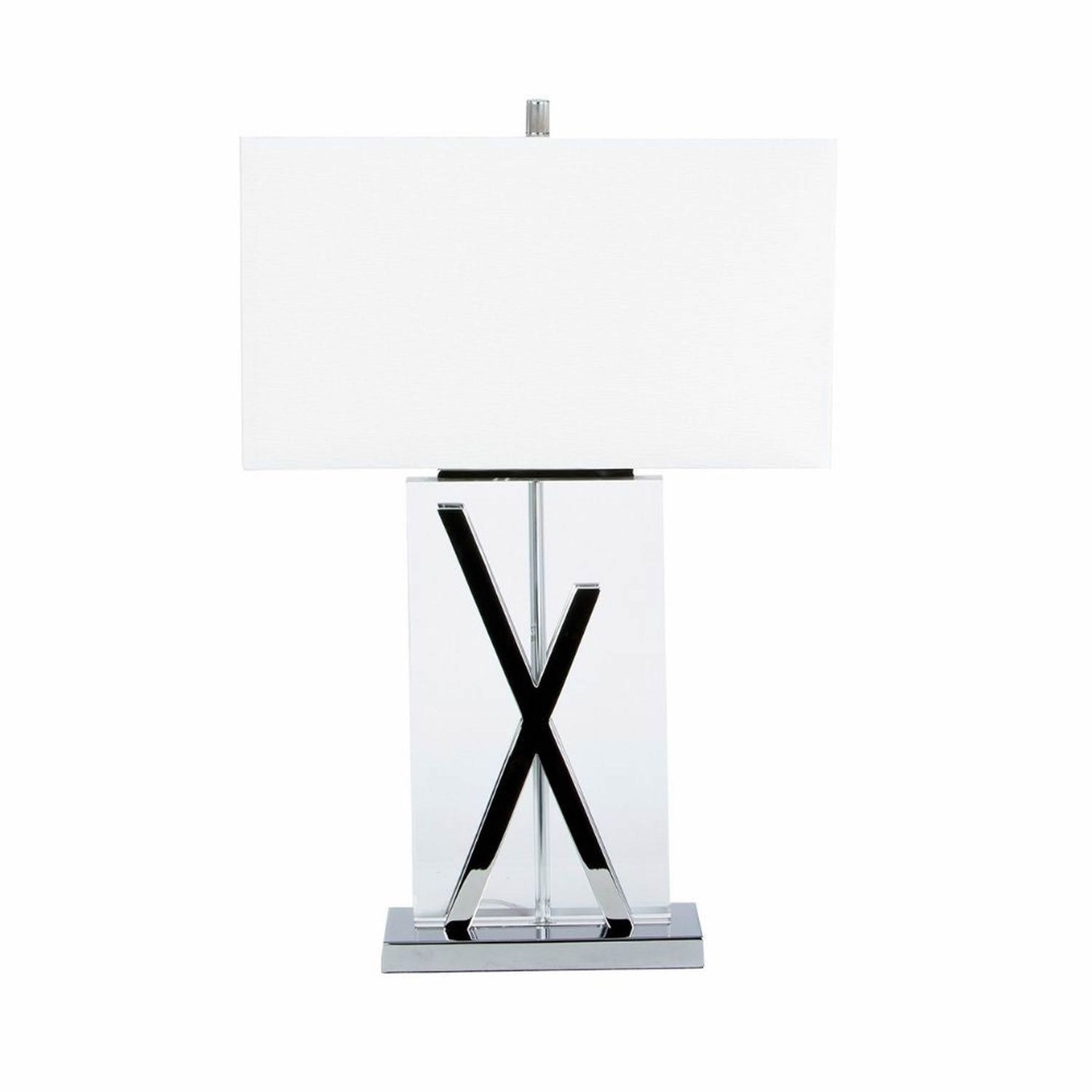Chrome and Crystal X Table Lamp // 1 Light // USB Charger - Home Elegance USA