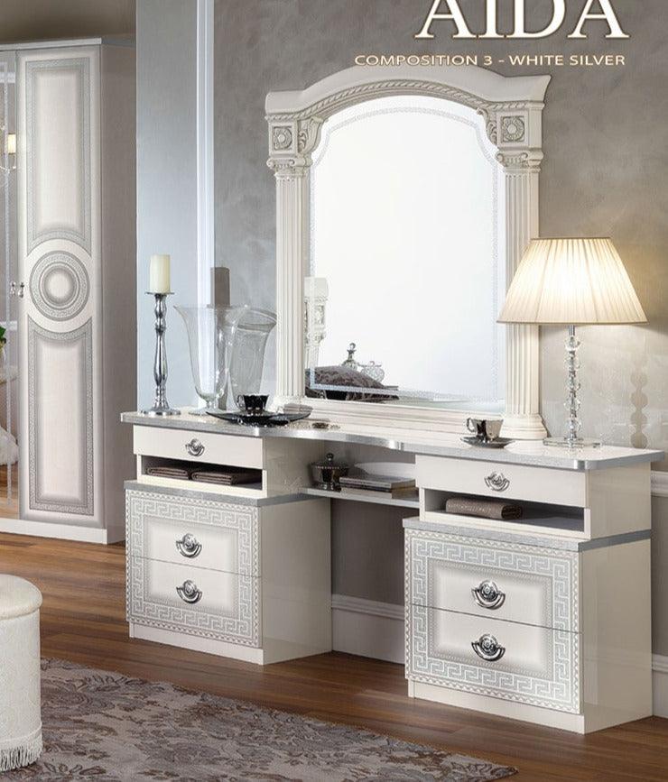 Aida Vanity Dresser In White - Silver - Aidavdresserwh/Sl | ESF | Home Elegance USA