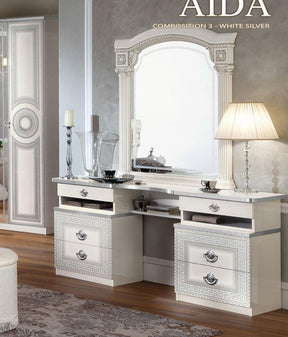 Aida Vanity Dresser In White-Silver - Aidavdresserwh/Sl | ESF